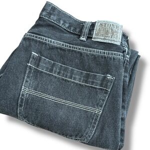 Stone Creek‎ Mens Black Denim 36x 26 Jeans White Stitching Casual Everyday Pants